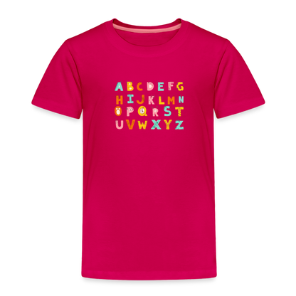 Toddler Premium T-Shirt Animals & Alphabets 26 Letters - dark pink