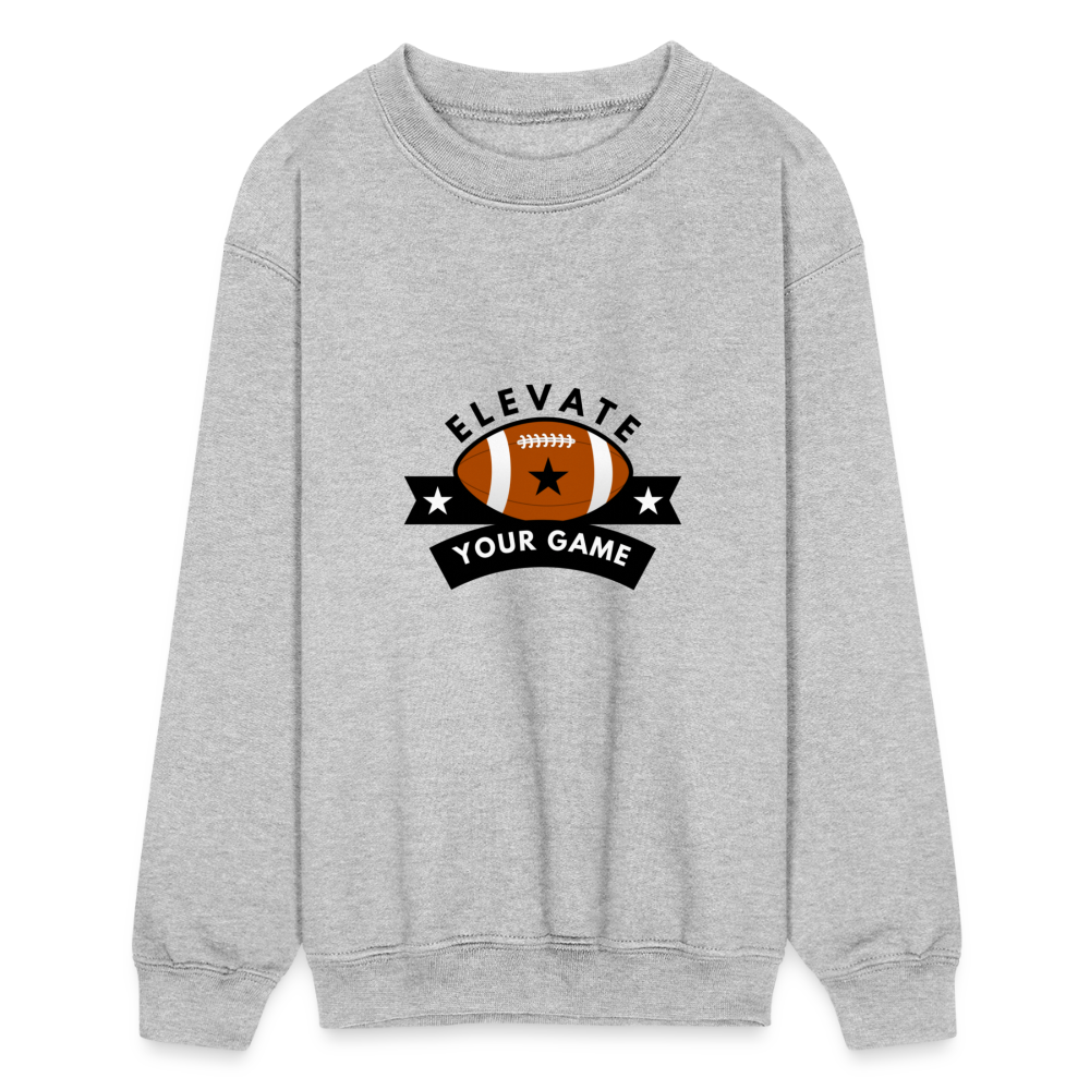 Children's Crewneck Sweatshirt Elevate Your Game Football - heather gray