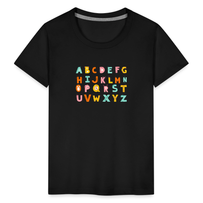 Toddler Premium T-Shirt Animals & Alphabets 26 Letters - black