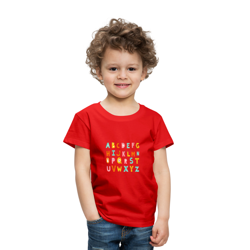 Toddler Premium T-Shirt Animals & Alphabets 26 Letters - red