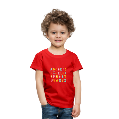 Toddler Premium T-Shirt Animals & Alphabets 26 Letters - red