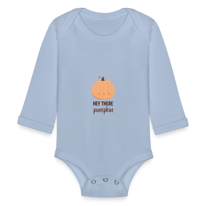 Organic Long Sleeve Baby Bodysuit Hey There Pumpkin - sky