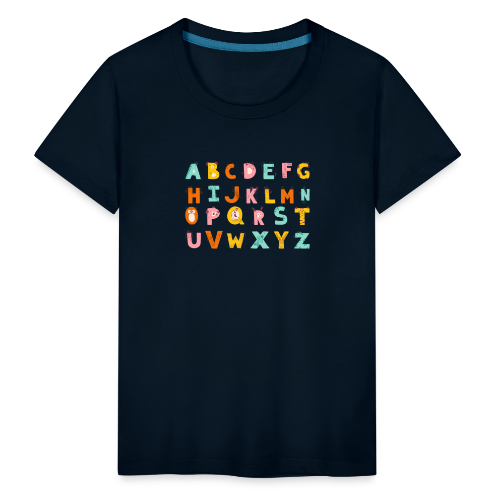 Toddler Premium T-Shirt Animals & Alphabets 26 Letters - deep navy