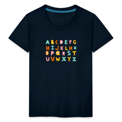 Toddler Premium T-Shirt Animals & Alphabets 26 Letters - deep navy