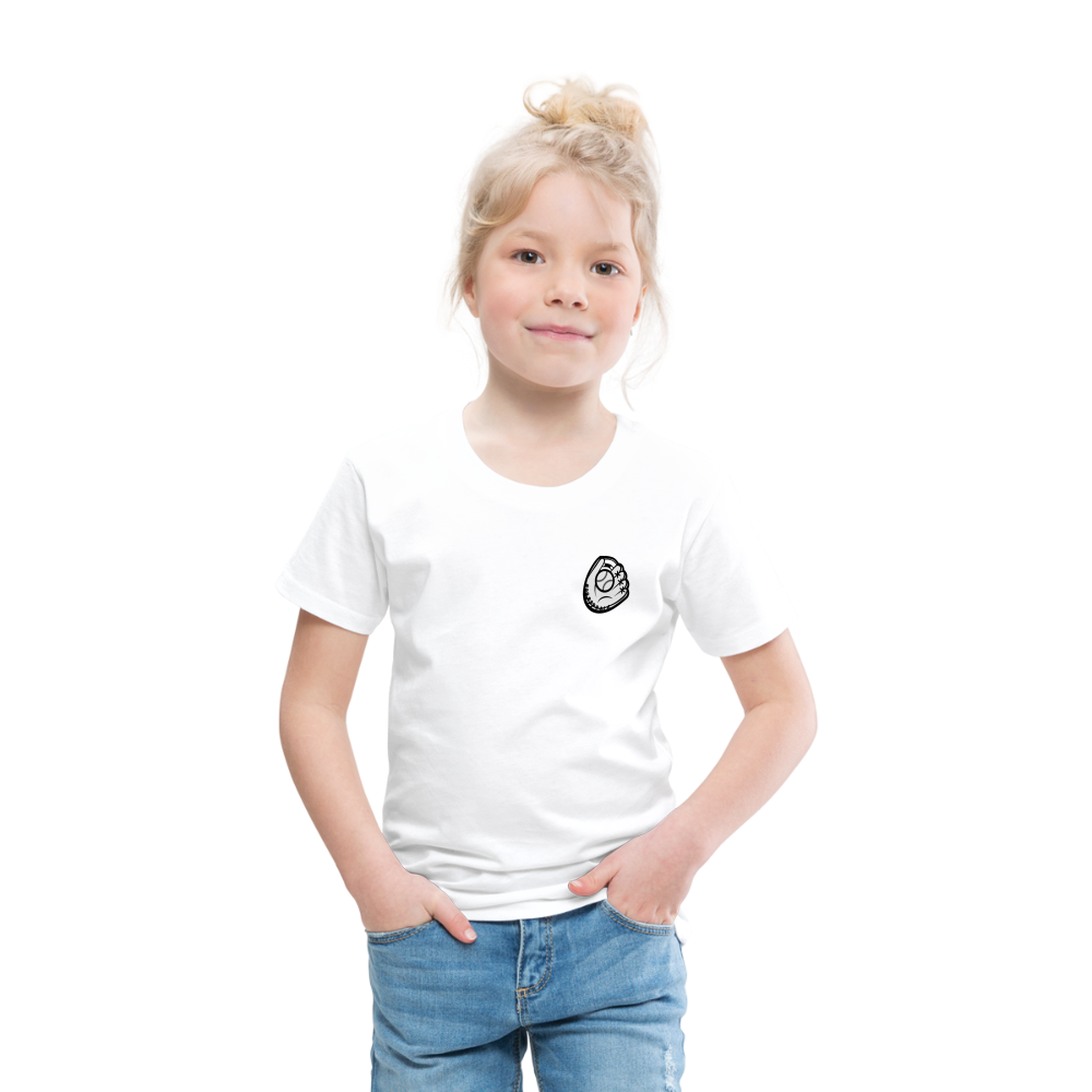 Toddler Premium T-Shirt Baseball & Gloves - white