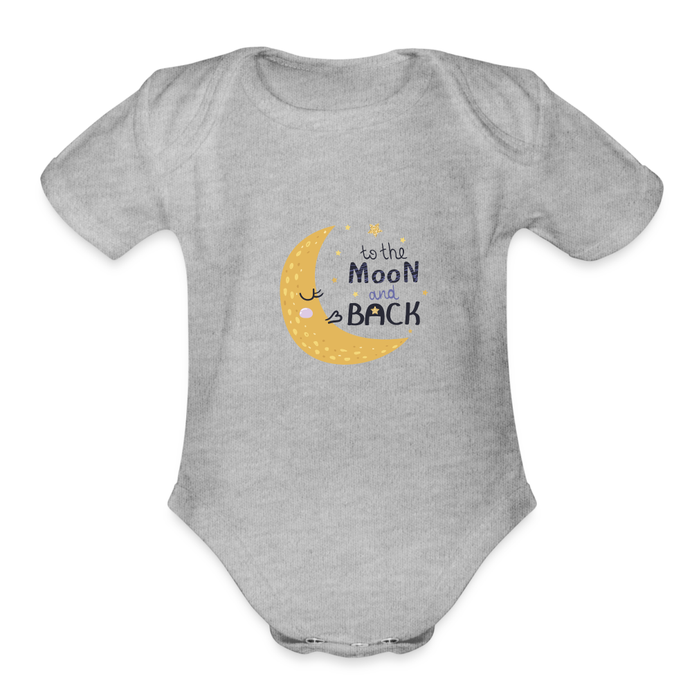 Organic Short Sleeve Baby Bodysuit To The Moon & Back - heather grey