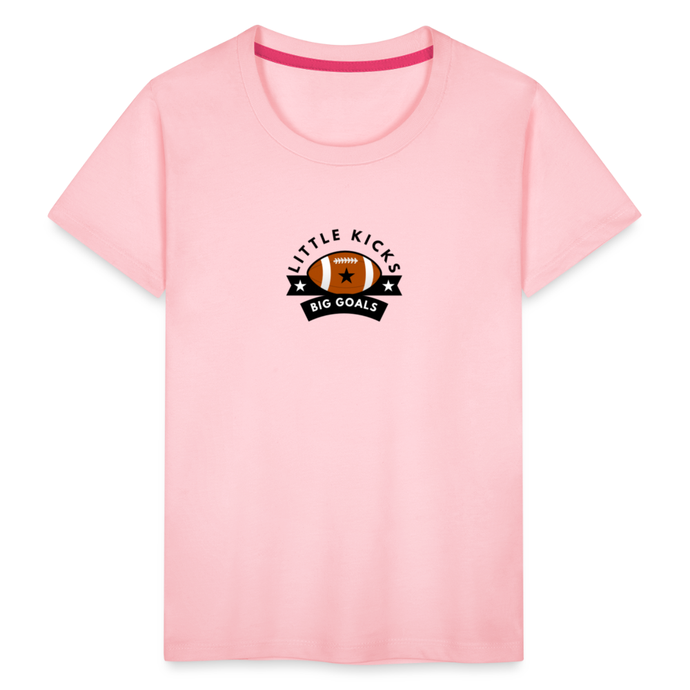 Toddler Premium T-Shirt Football Little Kicks, Big Goals - pink