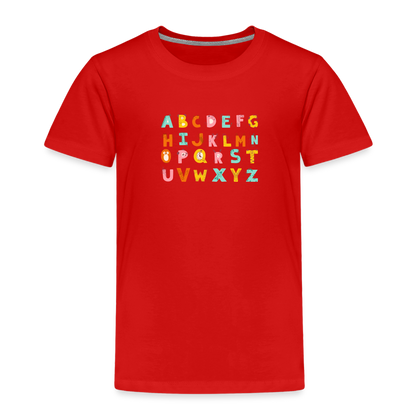 Toddler Premium T-Shirt Animals & Alphabets 26 Letters - red