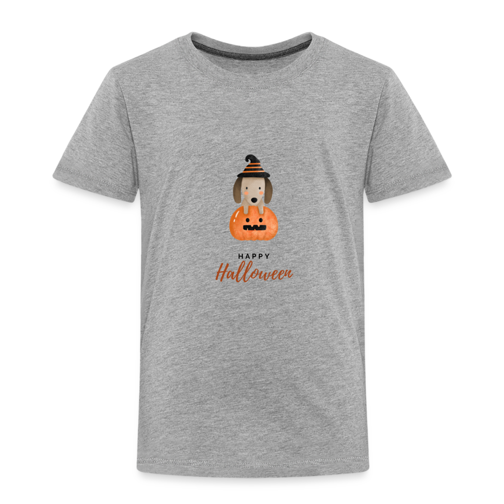 Toddler Premium T-Shirt Happy Halloween, Cute Puppy in a Pumpkin - heather gray