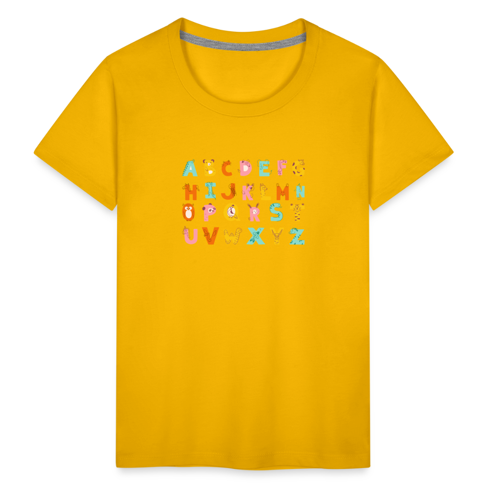 Toddler Premium T-Shirt Animals & Alphabets 26 Letters - sun yellow