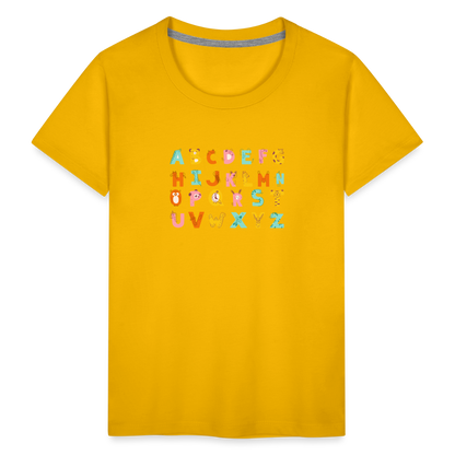 Toddler Premium T-Shirt Animals & Alphabets 26 Letters - sun yellow