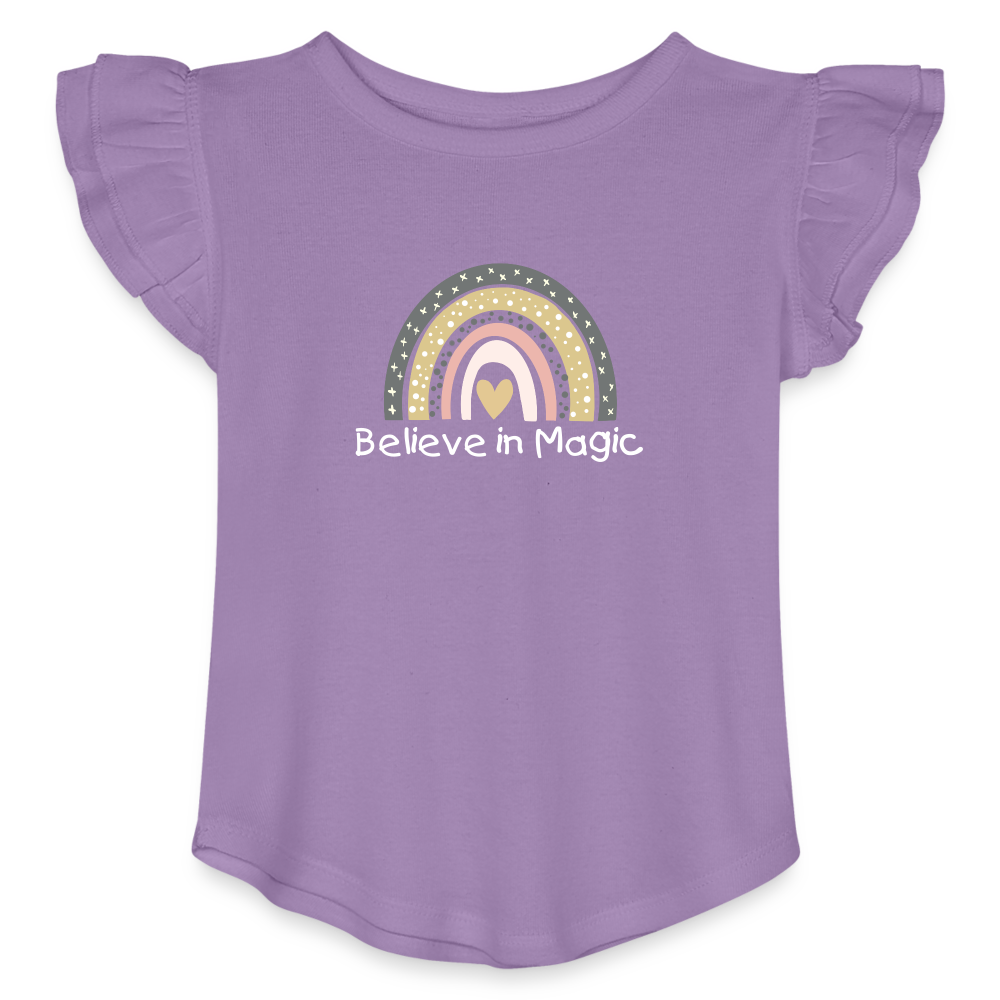 Toddler Girls Flutter T-shirt Rainbow & Hearts Believe in Magic - lavender