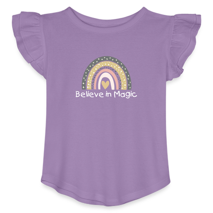 Toddler Girls Flutter T-shirt Rainbow & Hearts Believe in Magic - lavender