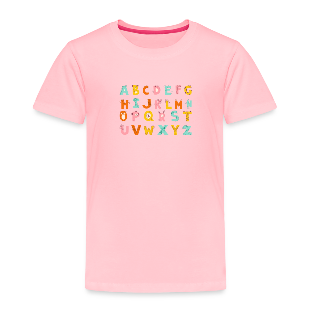 Toddler Premium T-Shirt Animals & Alphabets 26 Letters - pink