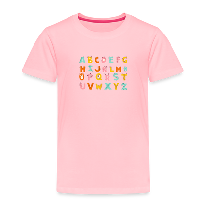 Toddler Premium T-Shirt Animals & Alphabets 26 Letters - pink