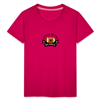 Toddler Premium T-Shirt Football Little Kicks, Big Goals - dark pink