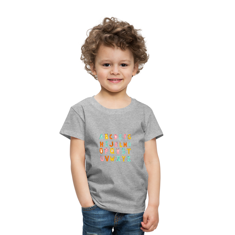 Toddler Premium T-Shirt Animals & Alphabets 26 Letters - heather gray