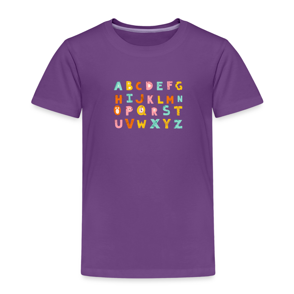 Toddler Premium T-Shirt Animals & Alphabets 26 Letters - purple