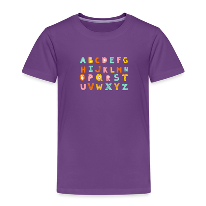 Toddler Premium T-Shirt Animals & Alphabets 26 Letters - purple