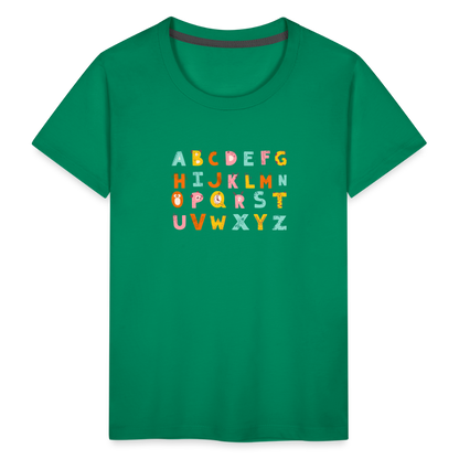 Toddler Premium T-Shirt Animals & Alphabets 26 Letters - kelly green