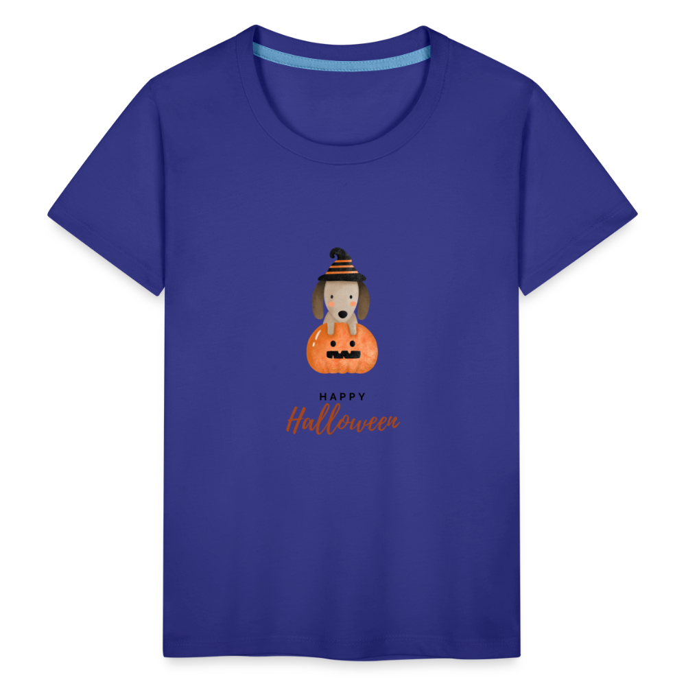 Toddler Premium T-Shirt Happy Halloween, Cute Puppy in a Pumpkin - royal blue