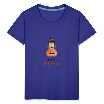 Toddler Premium T-Shirt Happy Halloween, Cute Puppy in a Pumpkin - royal blue