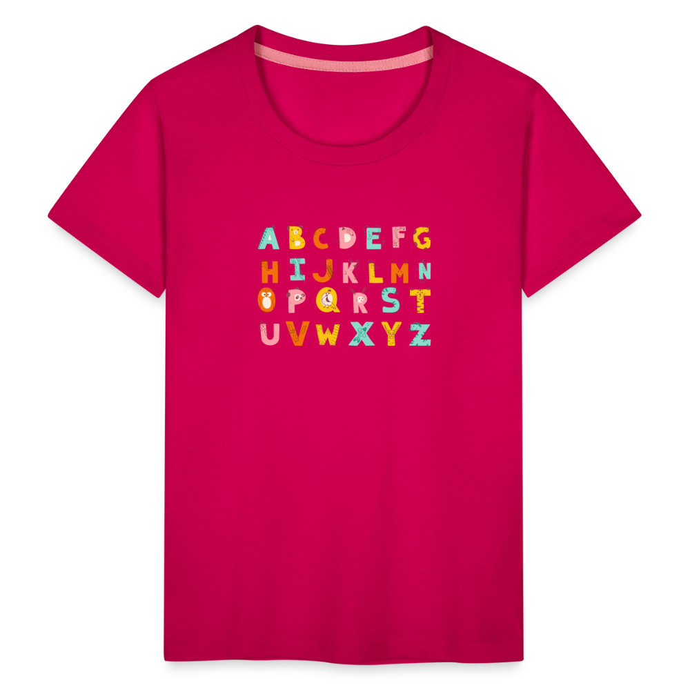 Toddler Premium T-Shirt Animals & Alphabets 26 Letters - dark pink