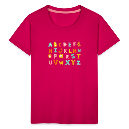 Toddler Premium T-Shirt Animals & Alphabets 26 Letters - dark pink