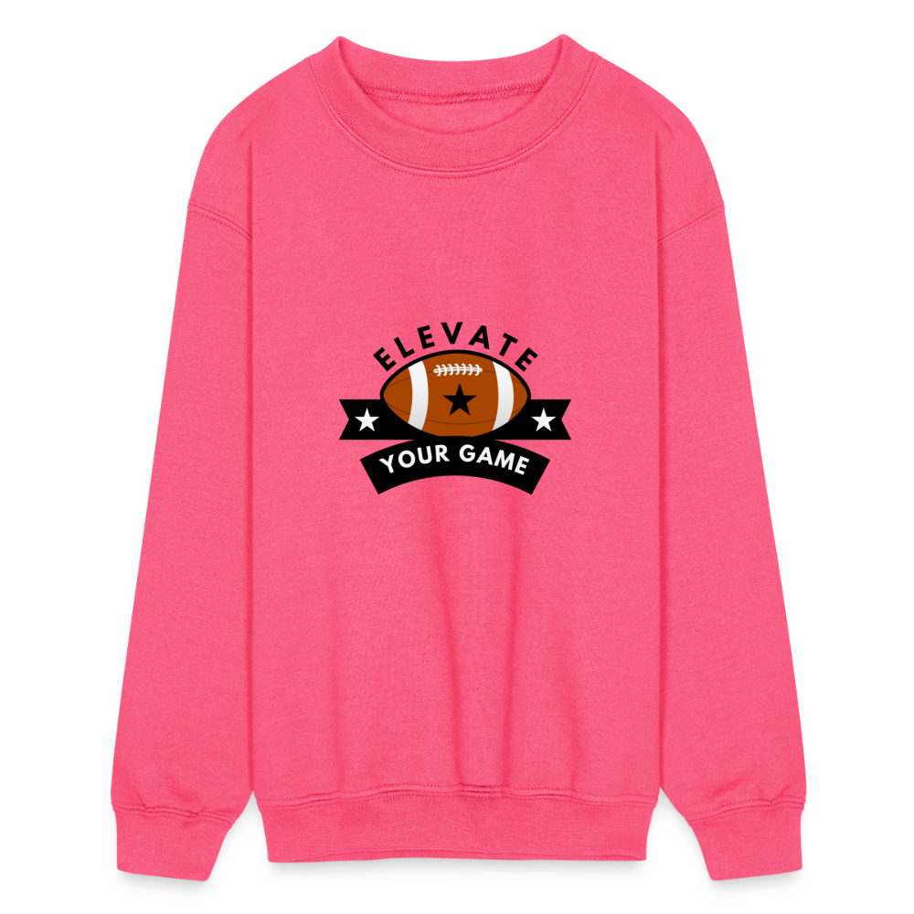 Children's Crewneck Sweatshirt Elevate Your Game Football - neon pink