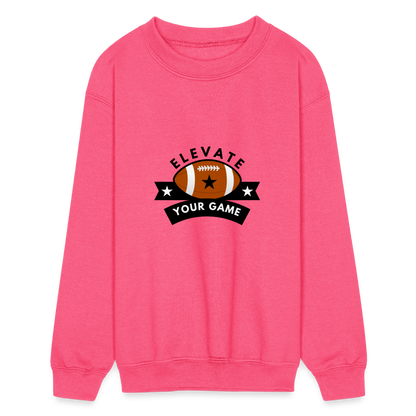 Children's Crewneck Sweatshirt Elevate Your Game Football - neon pink