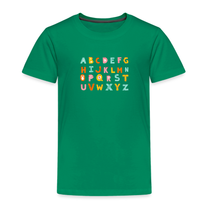 Toddler Premium T-Shirt Animals & Alphabets 26 Letters - kelly green