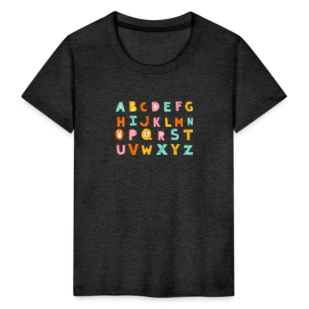 Toddler Premium T-Shirt Animals & Alphabets 26 Letters - charcoal grey