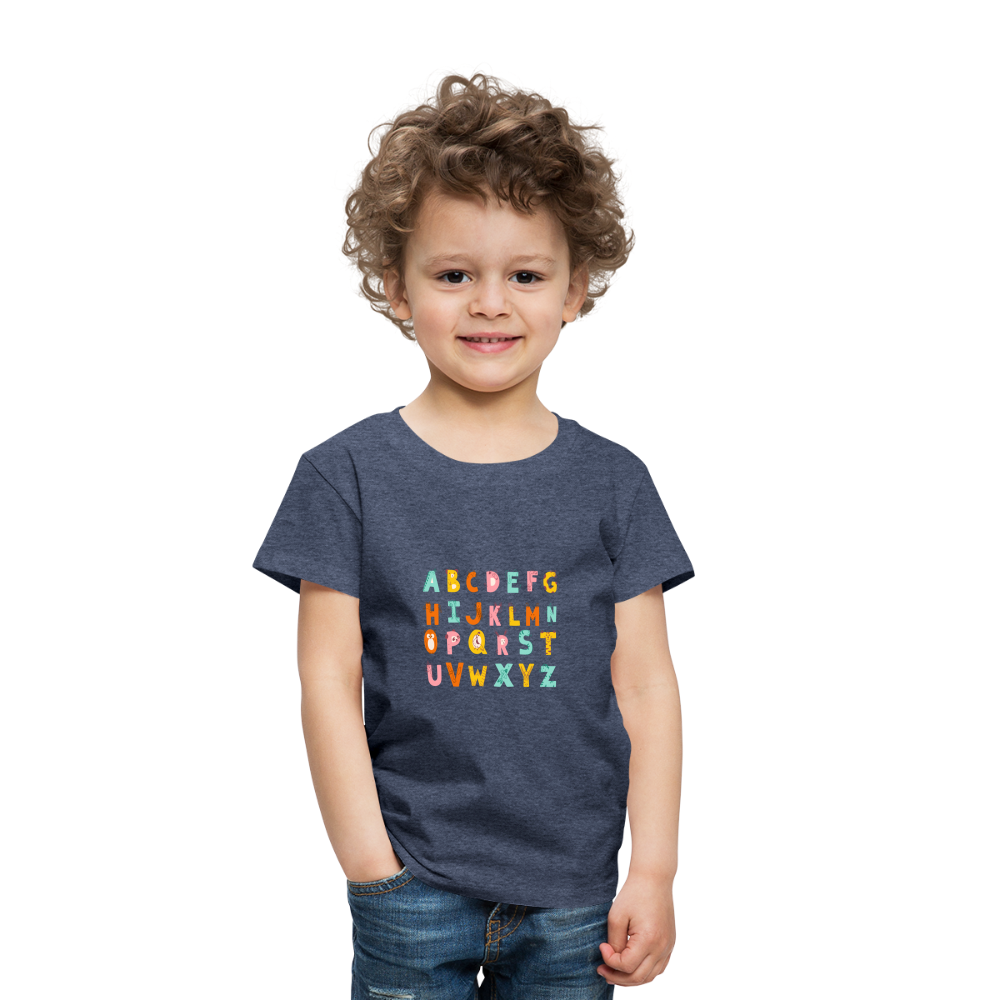 Toddler Premium T-Shirt Animals & Alphabets 26 Letters - heather blue