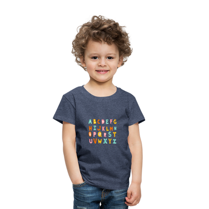 Toddler Premium T-Shirt Animals & Alphabets 26 Letters - heather blue