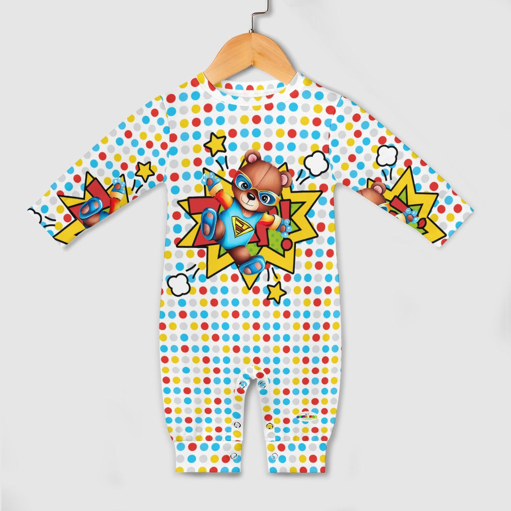 Teddy Bear Superhero Theme Baby Romper-My Bright Side Clothing