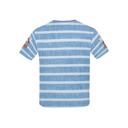 Light Blue Retro Stripped Pattern and logo Children's T-Shirt-My Bright Side Clothing