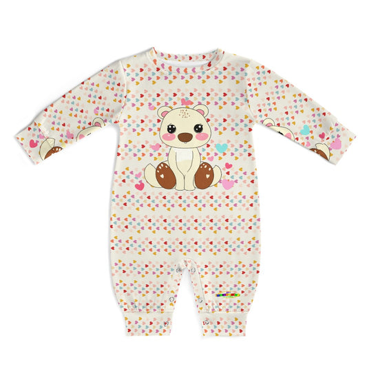 Cute Heart Pattern Teddy Bear Baby Romper-My Bright Side Clothing