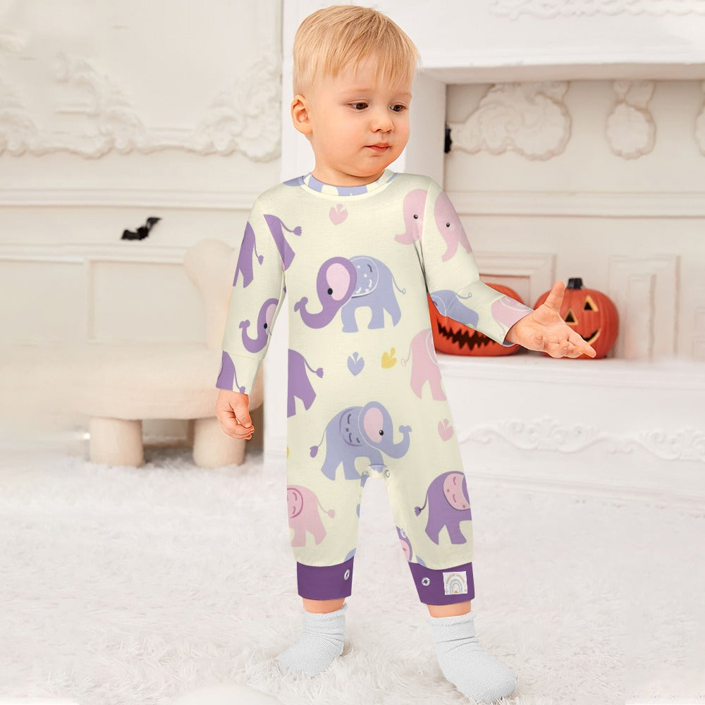 Cute Pink & Purple Elephants Baby romper - My Brightside Clothing