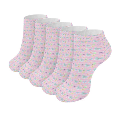 Beautiful Pastel pink Butterfly Pattern Children's Comfortable Socks -5 Pairs -MyBrightSideClothing