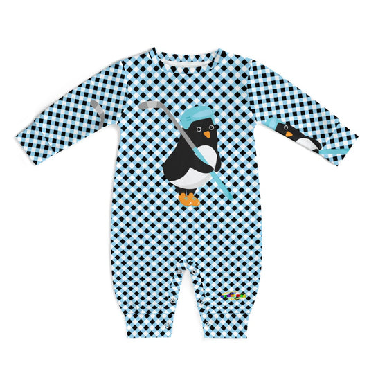 Cute Hockey Penguin Player Baby Romper-My Bright Side Clothing