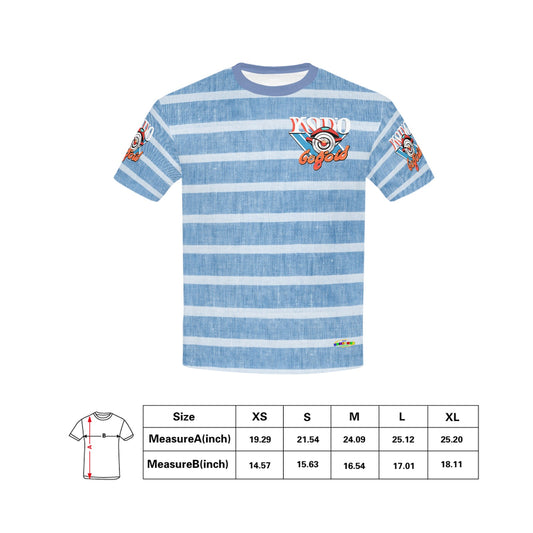 Light Blue Retro Stripped Pattern and logo Children's T-Shirt-My Bright Side Clothing