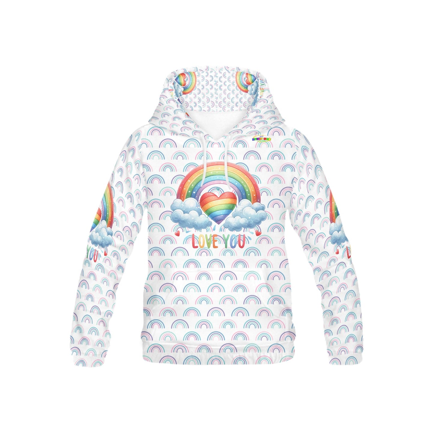 Pastel Rainbow Graphic and Pattern Children's Hoodie-My Bright Side Clothing