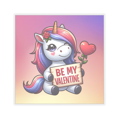 Cute and Sweet Rainbow Unicorn Happy Valentine Kiss Cut Sticker --My Bright Side Clothing