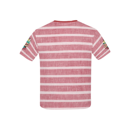 Red Retro Stripped Pattern and logo Children's T-Shirt-My Bright Side Clothing