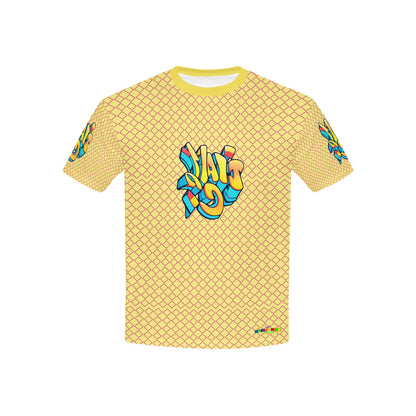 Yellow Fun Alphabet Graffiti Pattern Children's T-shirt-My Bright Side Clothing