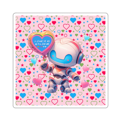 Please Be My AI Valentine cute Robot Kiss-Cut Sticker-My Bright Side Clothing