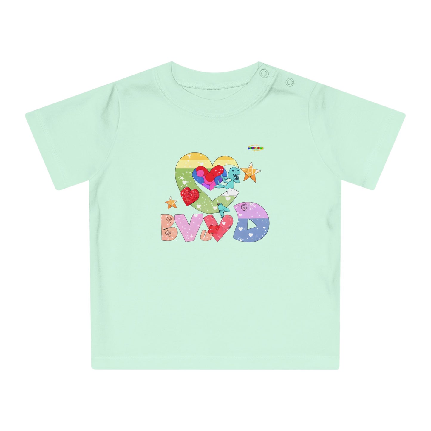 Cute Roaring Love Dino Graphic Baby T-Shirt-mybrigtsideclothing.com