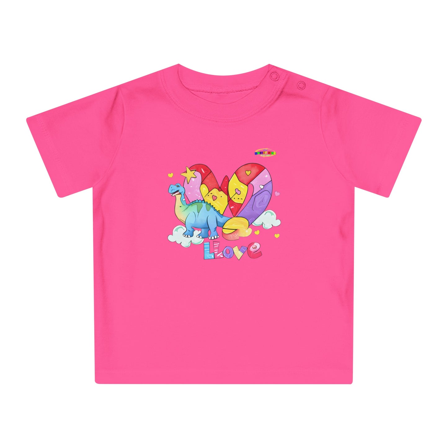 Cute Rainbow Heart Dino Graphic Baby T-Shirt-mybrigtsideclothing.com