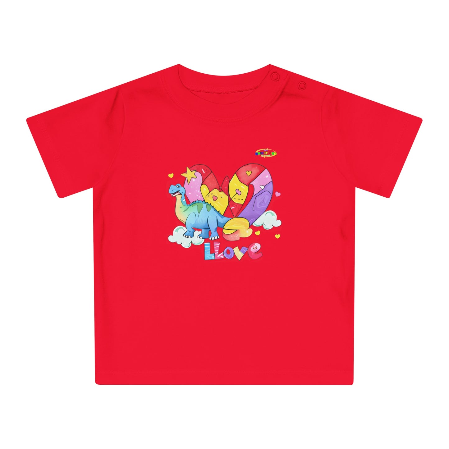 Cute Rainbow Heart Dino Graphic Baby T-Shirt-mybrigtsideclothing.com