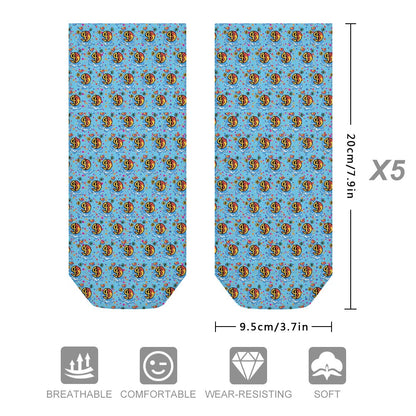 Blue Heart Bitcoin Pattern Children's Comfortable Socks -5 Pairs -MyBrightSideClothing